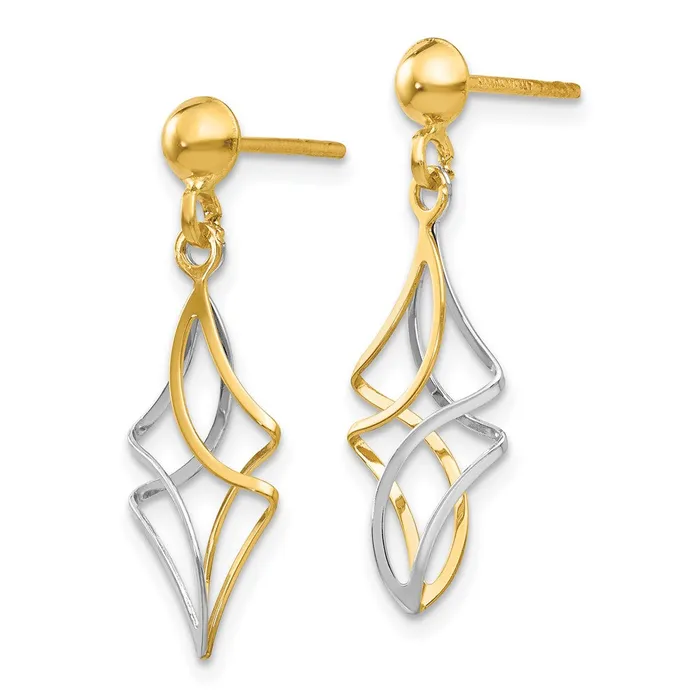 Qgold Earrings 14k Twotone 11 mm Post Dangle Earrings 112 grams