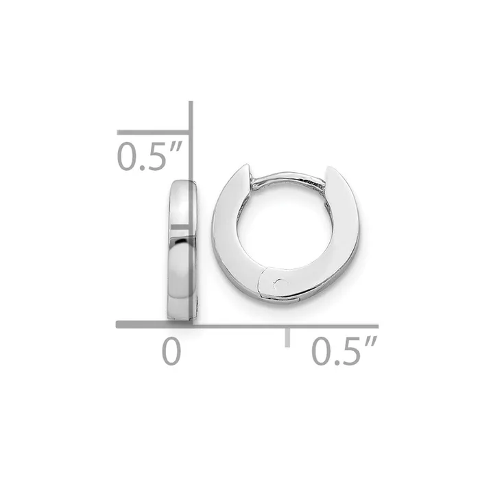 Qgold Earrings 14k White Gold 2 mm Polished Round Hinged Hoop Earrings 124 grams