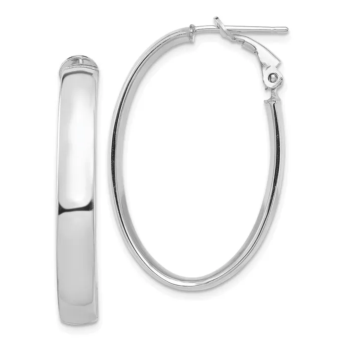 Qgold Earrings 14k White Gold 2258 mm Oval Omega Back Hoop Earrings 354 grams
