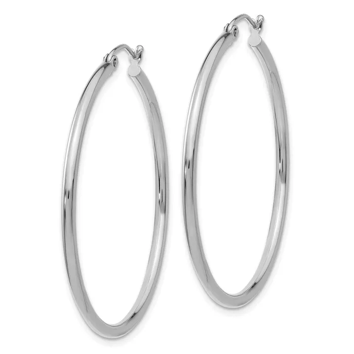 Qgold Earrings 14k White Gold 40 mm Tube Hoop Earrings 261 grams Qgold Earrings 14k White Gold 40 mm Tube Hoop Earrings 261 grams