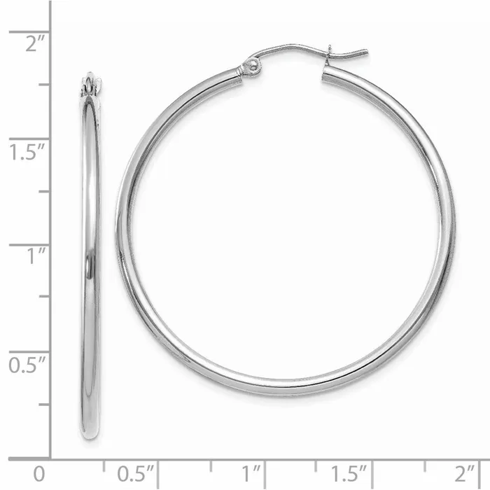 Qgold Earrings 14k White Gold 40 mm Tube Hoop Earrings 261 grams Qgold Earrings 14k White Gold 40 mm Tube Hoop Earrings 261 grams