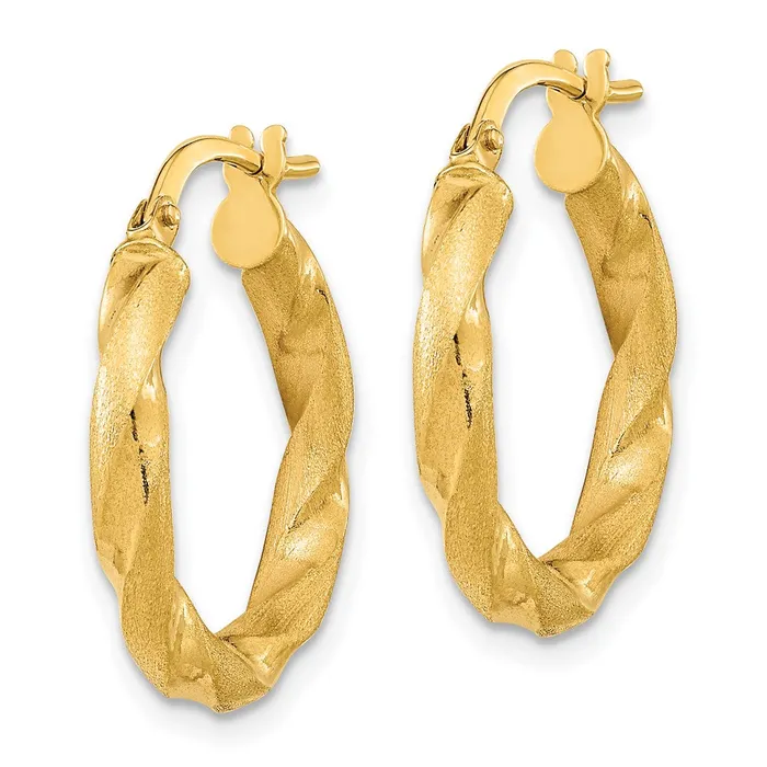 Qgold Earrings 14k Yellow Gold 20 mm Polished and Satin Twisted Hoop Earrings 154 grams Qgold Earrings 14k Yellow Gold 20 mm Polished and Satin Twisted Hoop Earrings 154 grams