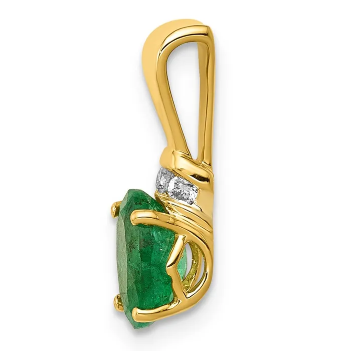 Qgold Necklaces 14k wRhodium Diamond and Oval Emerald Pendant 065 grams Qgold Necklaces 14k wRhodium Diamond and Oval Emerald Pendant 065 grams