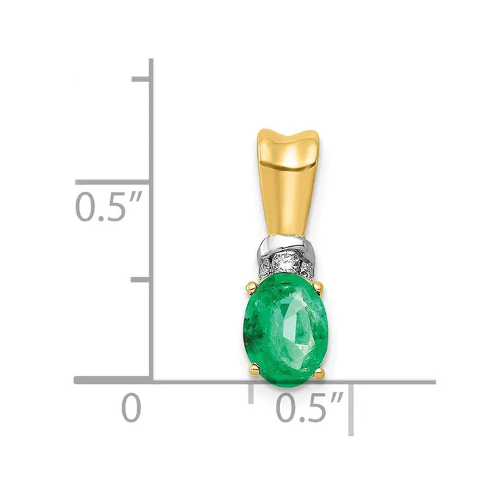 Qgold Necklaces 14k wRhodium Diamond and Oval Emerald Pendant 065 grams Qgold Necklaces 14k wRhodium Diamond and Oval Emerald Pendant 065 grams