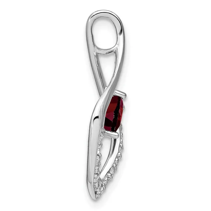 Qgold Necklaces 14k White Gold Garnet and Diamond Pendant 16 grams