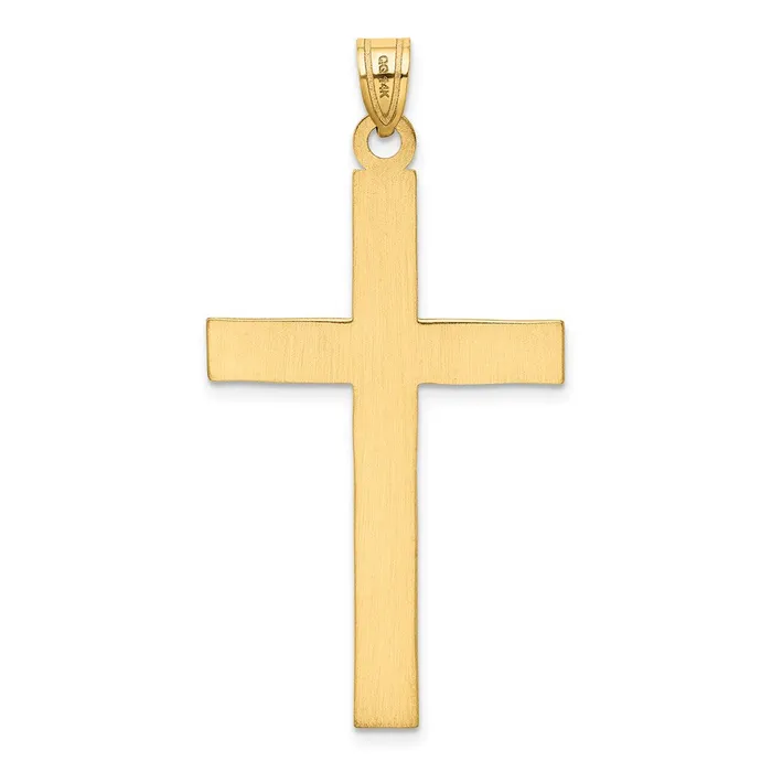 Qgold Necklaces 14k Yellow Gold 25 mm Florentine Satin Cross Pendant 241 grams