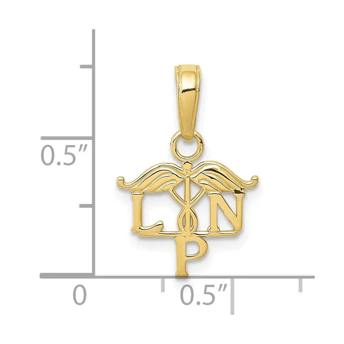 Qgold PreStyled Sets 10k Yellow Gold 13 mm LPN Symbol Pendant 044 grams Qgold PreStyled Sets 10k Yellow Gold 13 mm LPN Symbol Pendant 044 grams