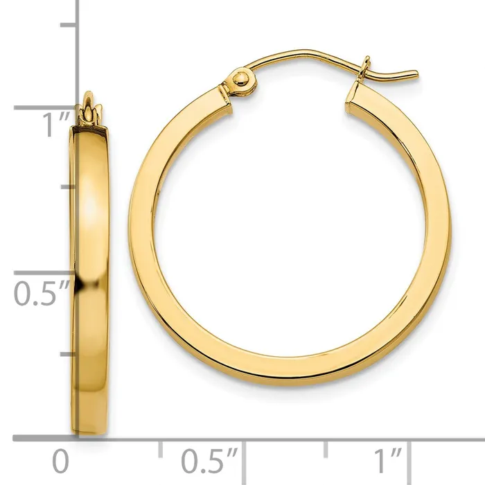 Qgold PreStyled Sets 10k Yellow Gold 3 mm Square Tube Hoops 191 grams