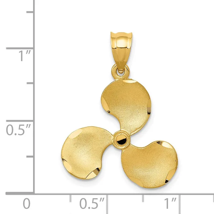 Qgold PreStyled Sets 14k Yellow Gold 20 mm Propeller Pendant 199 grams