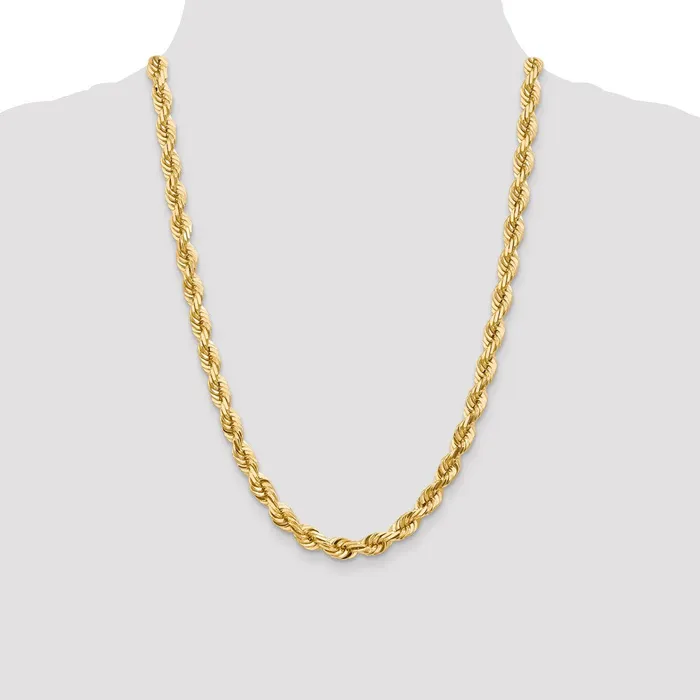 Qgold Rings 10k Yellow Gold 7 mm Diamondcut Rope Chain 8416 grams