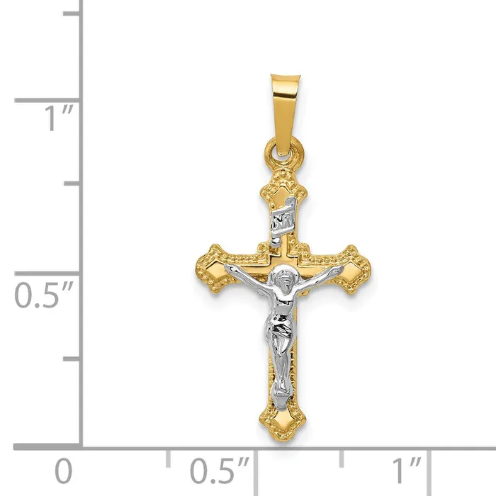 Qgold Rings 14k Twotone 1325 mm Polished INRI Crucifix Pendant 05 grams