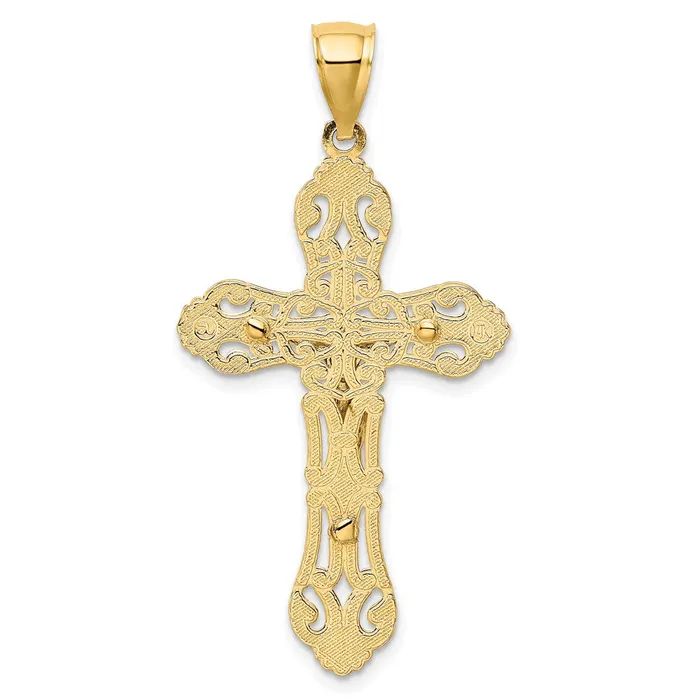 Qgold Rings 14k Twotone 23 mm Twotone Crucifix W Scrolled Tips Charm 257 grams