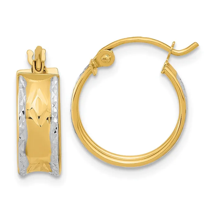 Qgold Rings 14k Yellow Rhodium 1529 mm Polished Diamondcut Hoops 131 grams