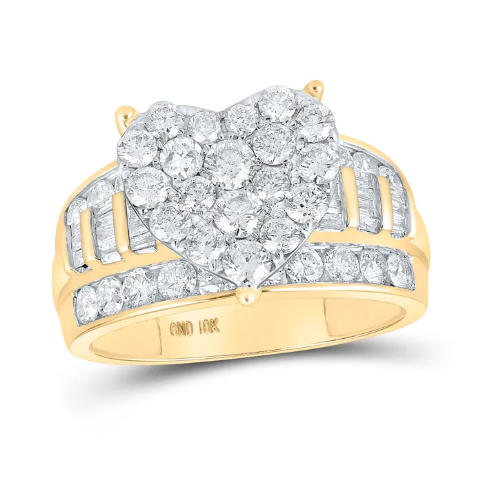 Rings 10Kt Yellow Gold 2CtwDia Nk Fashion Heart Ring 527 grams GND