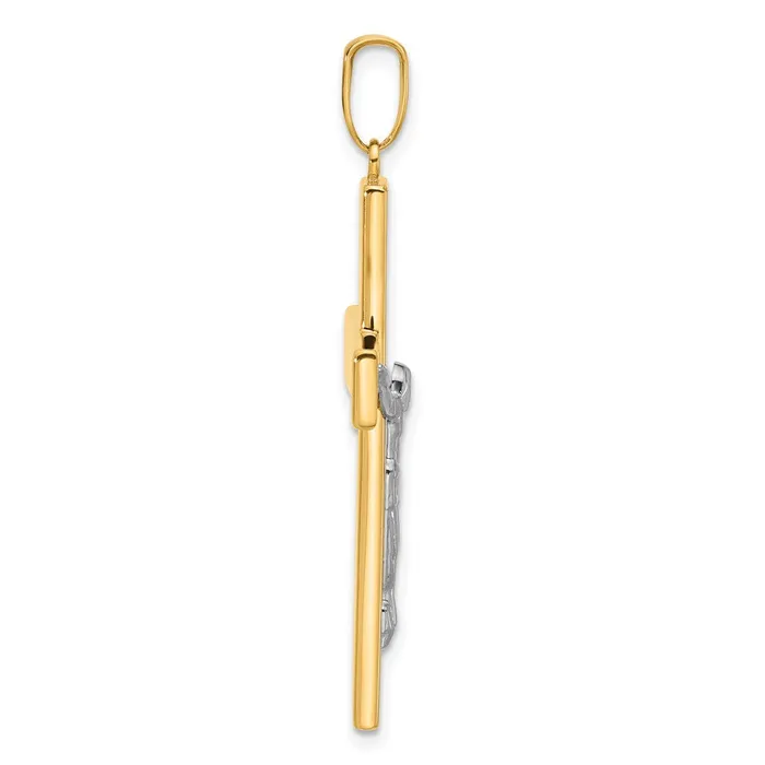 Rings 14k Twotone 236 mm Twotone Polished and Textured Jesus Crucifix Pendant 221 grams Qgold