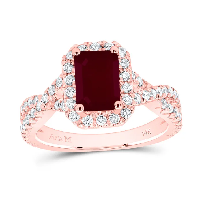 Rings 34CtwDia Ana M 8X55MmOctRu Nat Gem Single Halo Engagement Ring 48 grams GND