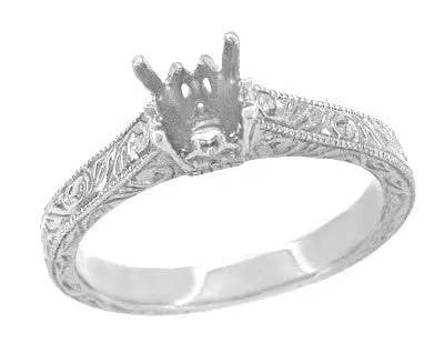 Rings Antique Jewelry Mall Art Deco 12 Carat Crown Scrolls Filigree Engagement Ring Setting in Platinum