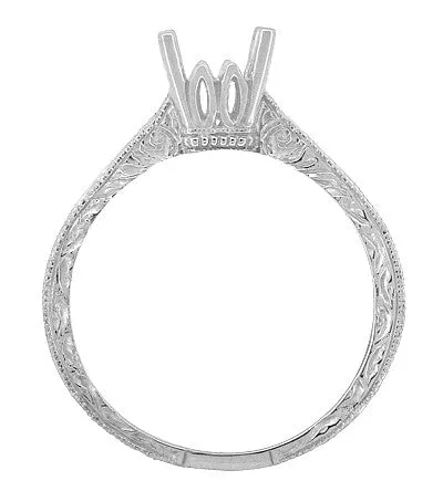 Rings Antique Jewelry Mall Art Deco 12 Carat Crown Scrolls Filigree Engagement Ring Setting in Platinum