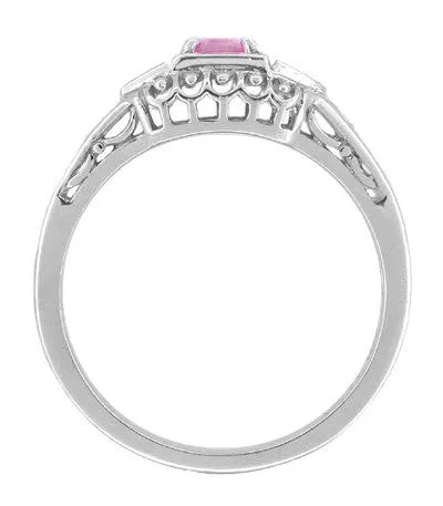 Rings Antique Jewelry Mall Art Deco Pink Sapphire and Diamonds Filigree Promise Ring in Sterling Silver Rings Antique Jewelry Mall Art Deco Pink Sapphire and Diamonds Filigree Promise Ring in Sterling Silver