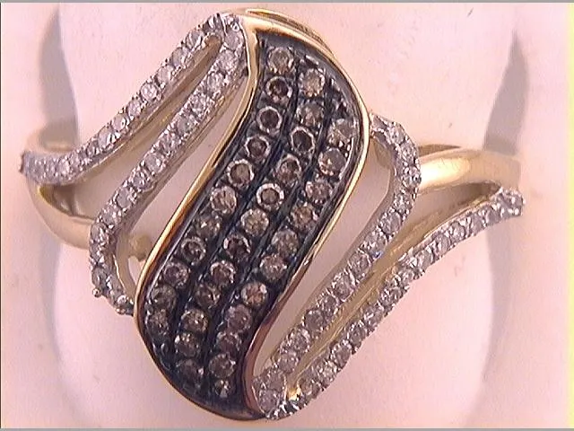Rings GND 10Kt Yellow Gold 12CtwDia Fashion Brown Ring 294 grams