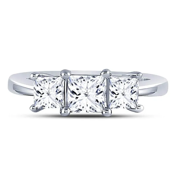Rings GND 14Kt White Gold 1 12CtSup DiaPr 3Stone Diamond Ring 425 grams Rings GND 14Kt White Gold 1 12CtSup DiaPr 3Stone Diamond Ring 425 grams