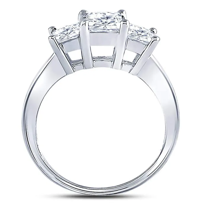 Rings GND 14Kt White Gold 1 12CtSup DiaPr 3Stone Diamond Ring 425 grams