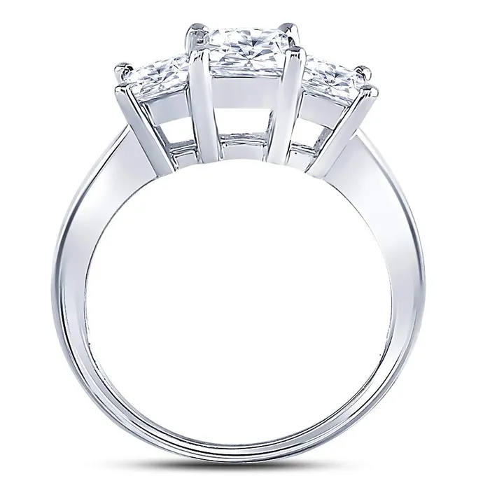 Rings GND 14Kt White Gold 1 12CtSup DiaPr 3Stone Diamond Ring 425 grams