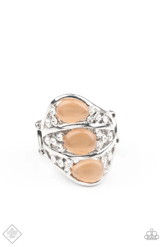 Rings Paparazzi Accessories Underrated Shimmer Orange Cats Eye Silver Ring Paparazzi Fashion Fix Exclusive February 2021