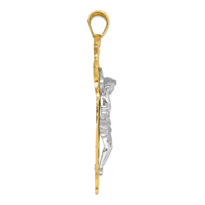 Rings Qgold 14k Twotone 60 mm Polished with Red CZ Cubic Zirconias Jesus Crucifix Pendant 3292 grams Rings Qgold 14k Twotone 60 mm Polished with Red CZ Cubic Zirconias Jesus Crucifix Pendant 3292 grams
