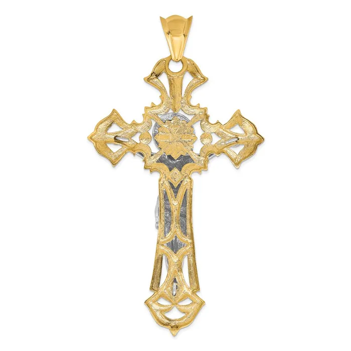 Rings Qgold 14k Twotone 60 mm Polished with Red CZ Cubic Zirconias Jesus Crucifix Pendant 3292 grams Rings Qgold 14k Twotone 60 mm Polished with Red CZ Cubic Zirconias Jesus Crucifix Pendant 3292 grams