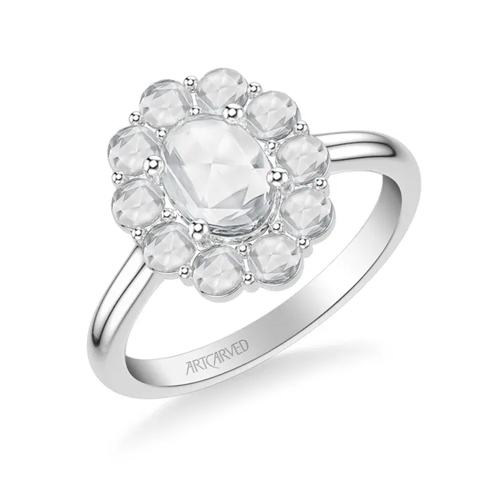 Rings RoseCut Floral Halo Engagement Ring Frederick Goldman