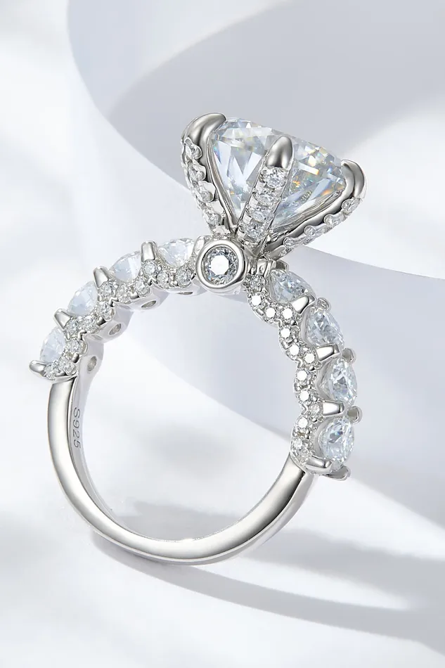 Trendsi 3Carat Moissanite PlatinumPlated Side Stone Ring Rings