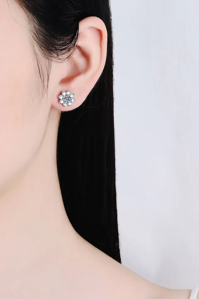 Trendsi Earrings 1 Carat Moissanite 925 Sterling Silver Flower Earrings