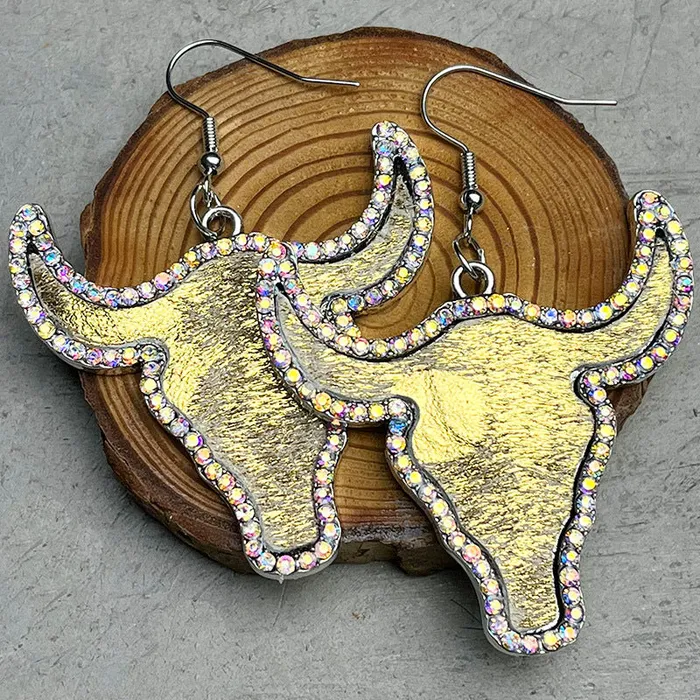 Trendsi Earrings Rhinestone Bull Earrings Trendsi Earrings Rhinestone Bull Earrings
