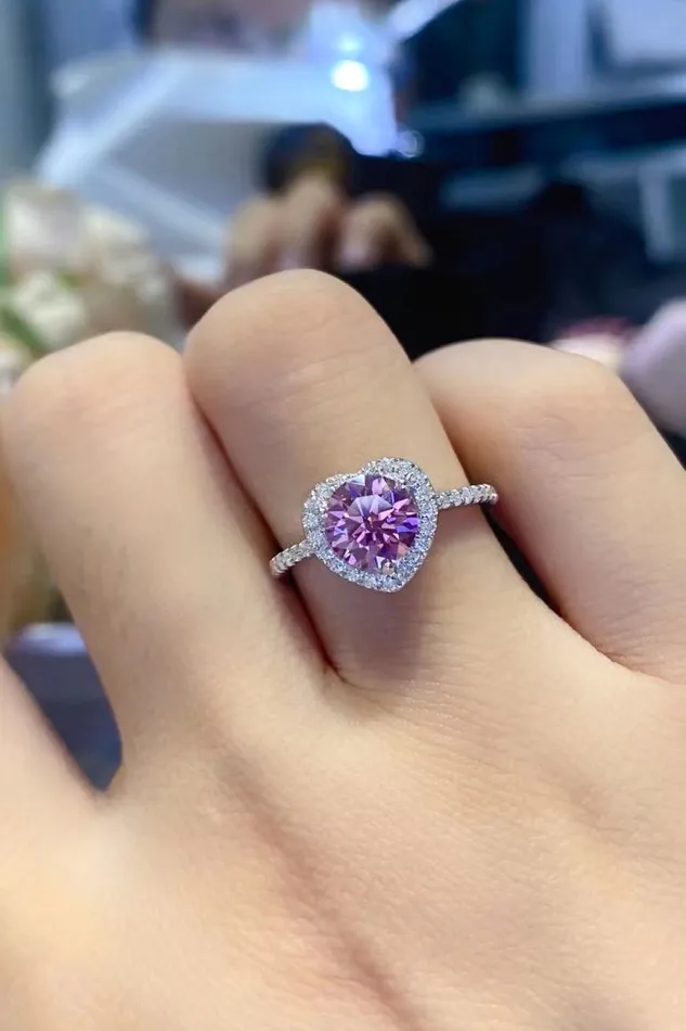 Trendsi Rings 1 Carat Moissanite Heart Ring