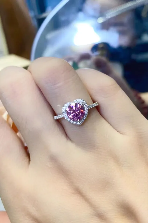 Trendsi Rings 1 Carat Moissanite Heart Ring